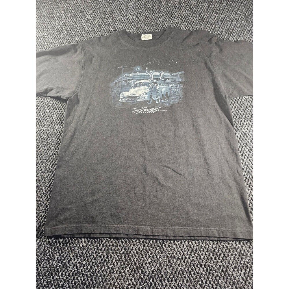 Vintage Just Cruisin Australia T Shirt XL Black Classic Car Hot Rod Graphic Tee